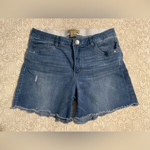 (S82) Democracy 14 Ab Technology High Waist Raw Hem 4 inch Denim Shorts